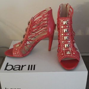 Coral Gold gladiator heels by bar III